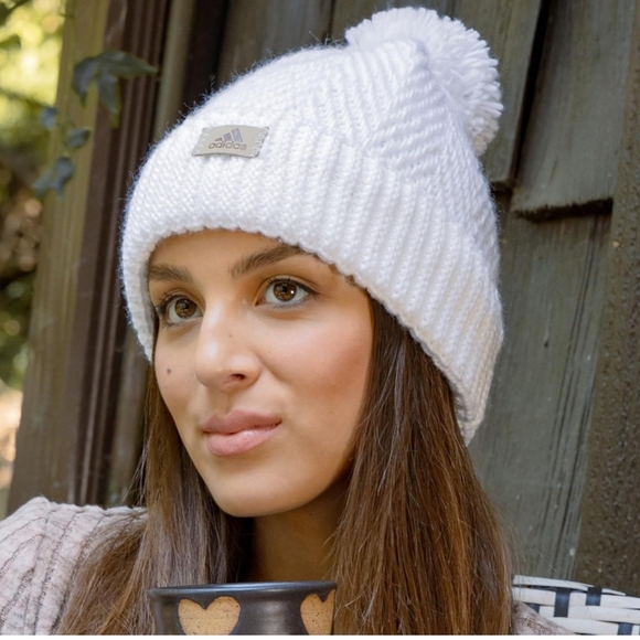 Adidas Classic White Pom-Pom Beanie - Picture 1 of 5